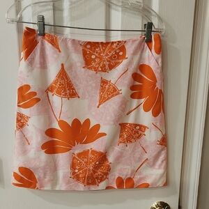 Lilly Pulitzer Floral Orange and Pink Skirt, Size 2